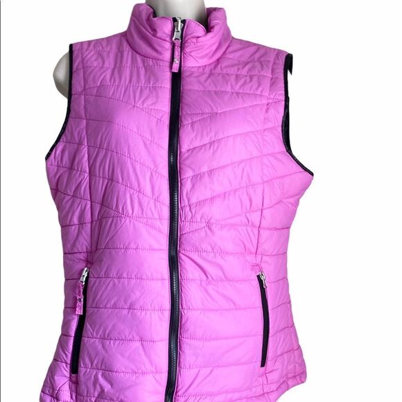 Hot Pink Purple Quilted Zip Up Vest Med - Picture 1 of 7